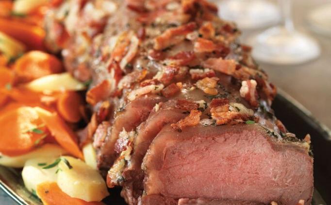 Bacon & Tarragon-Topped Beef Roast