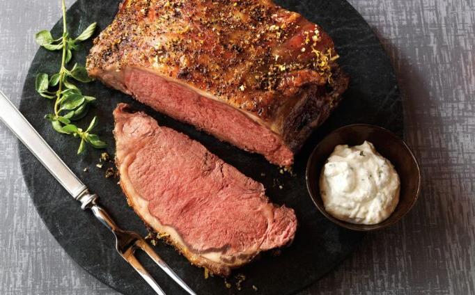 Lemon-Garlic Roast with Herbed Oregano-Horseradish Sauce